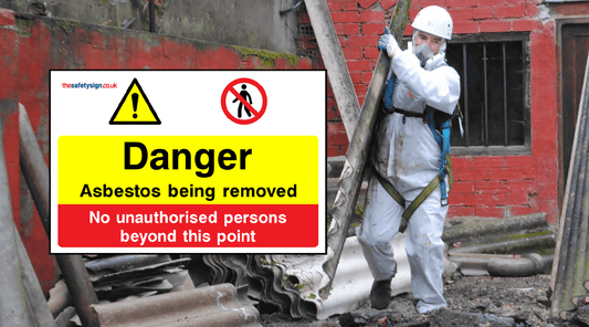 Asbestos being removed safety sign