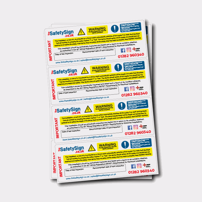 All in one SPD, Periodic and RCD custom electrical stickers