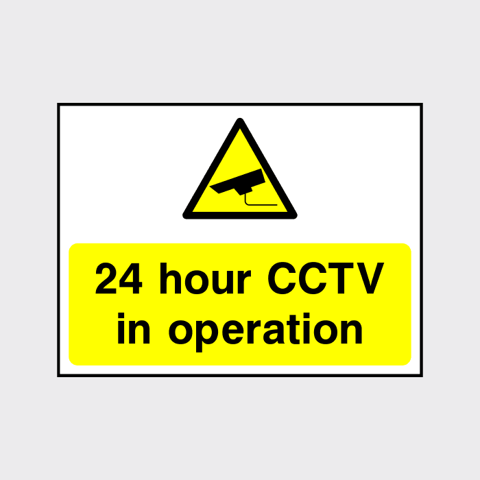 24 hour CCTV in operation sign