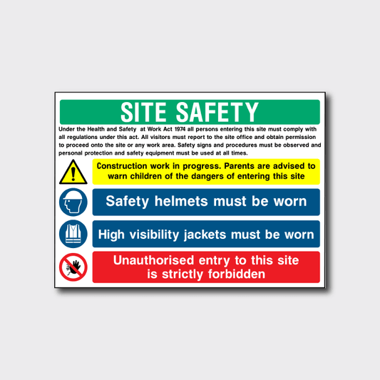 Site Safety High Visability Jackets Must be worn sign