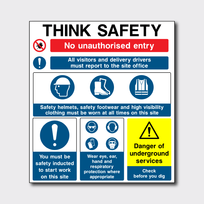 Site Safety Danger of Underground Services Multi Message Sign