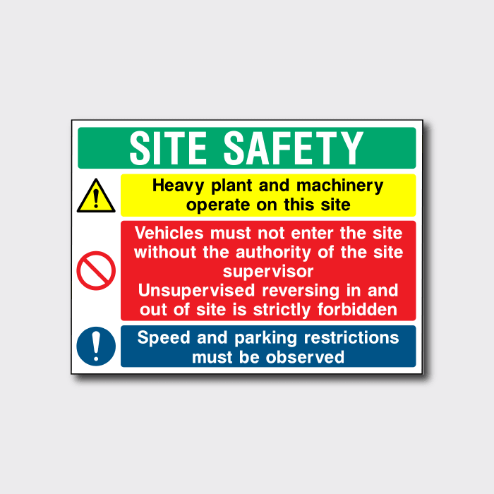 Site Safety Heavy plant and machinery operate on this site sign