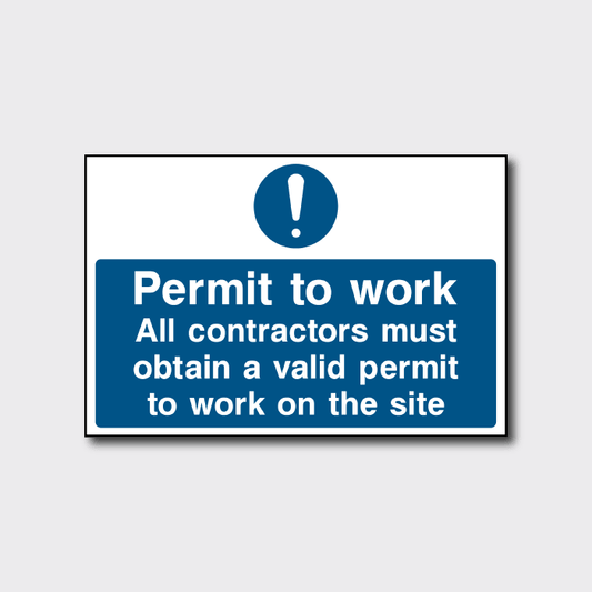 Contractors Permit to Work Sign