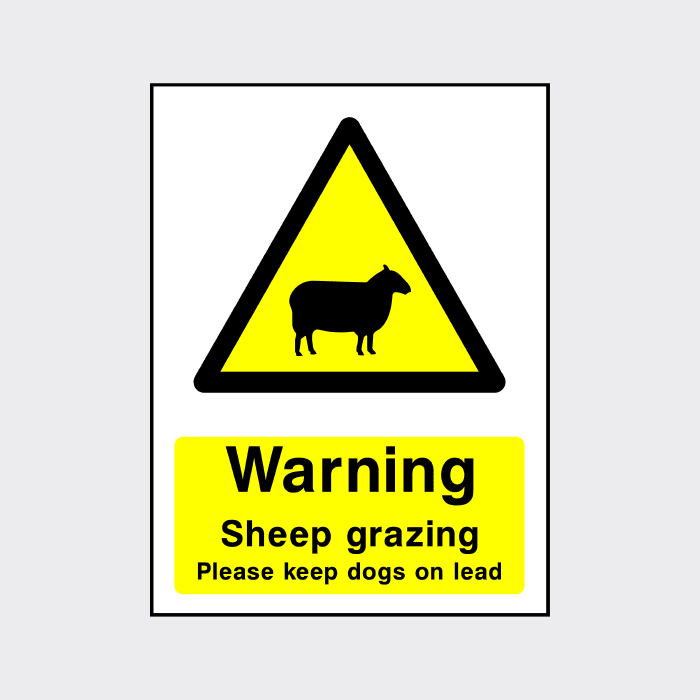 Warning Sheep Grazing Please Keep Dogs On Lead Sign