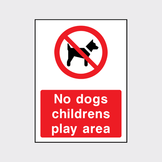 No dogs Childrens play area Sign