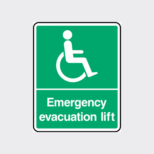 Disabled Emergency evacuation lift sign 