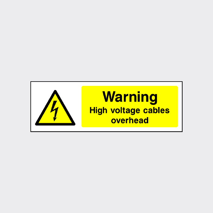 Warning High voltage cables overhead Landscape sign