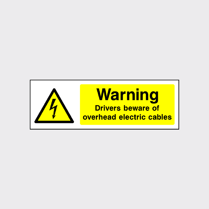 Warning - Drivers beware of overhead electric cables sign - ELEC0020