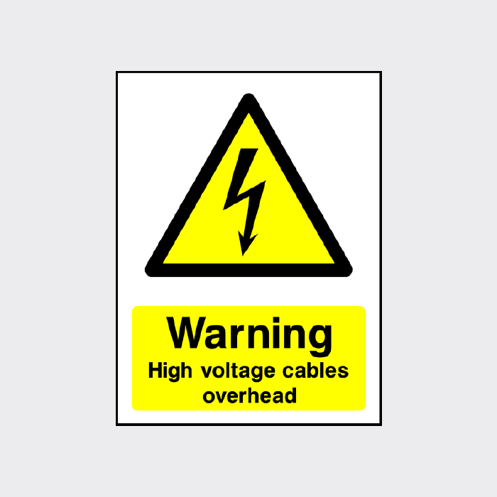 Warning High voltage cables overhead sign