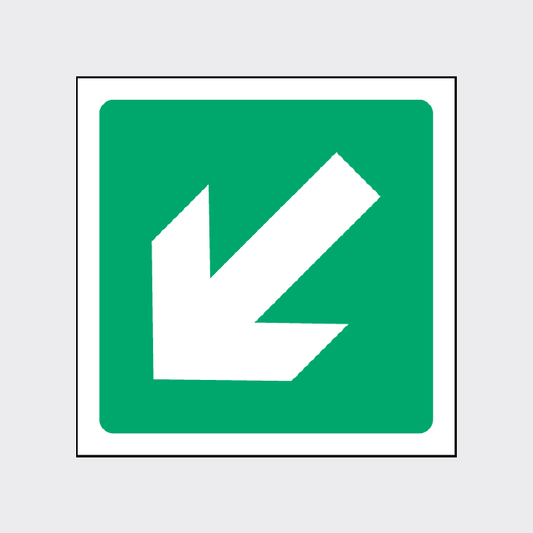 Emergency Escape Down left arrow sign