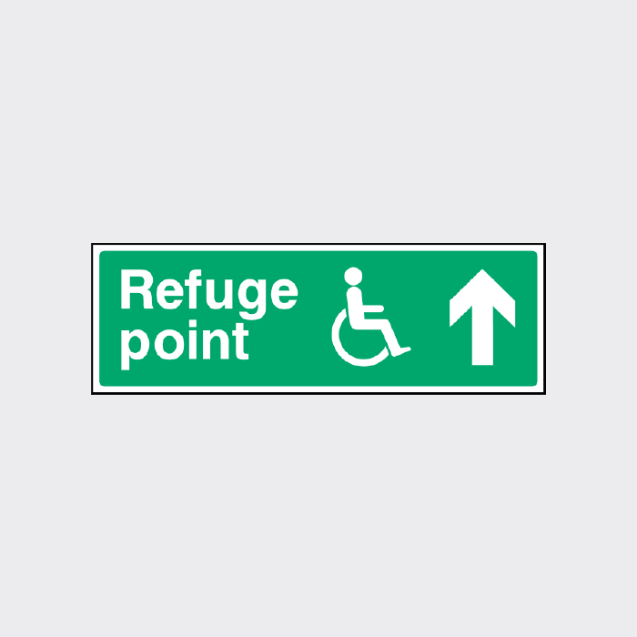 Refuge point Fire Exit Sign Up Arrow - EMER0073 – The Safety Sign Shop