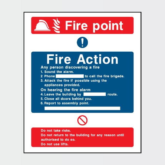 Fire Action - Fire Point Sign - FACT0006