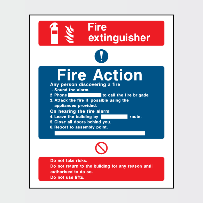 Fire Action Fire Extinguisher Sign