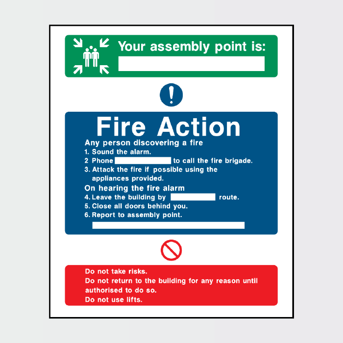 Fire Action Your Assembly Point Is Sign