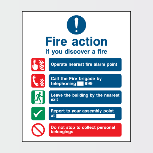 Fire Action - If you discover a fire 5 point action sign - FACT0015