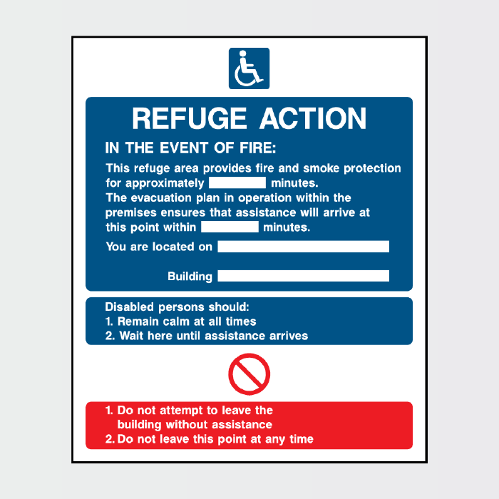 Fire Action Disabled Refuge Action sign