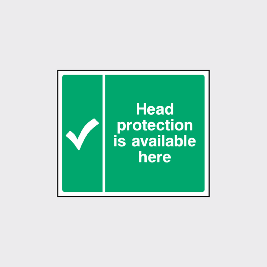 Head protection is available here sign