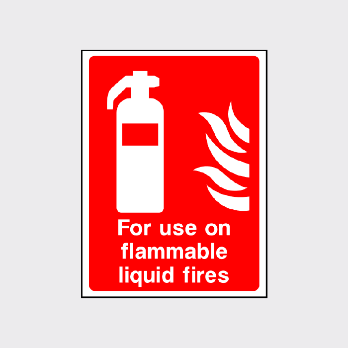 For use on flammable liquid fires sign