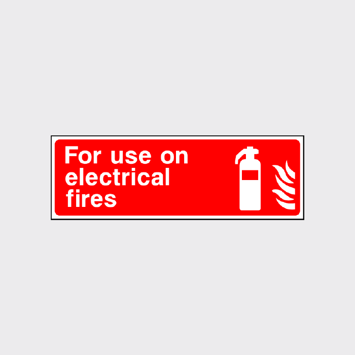 For use on electrical fires sign 