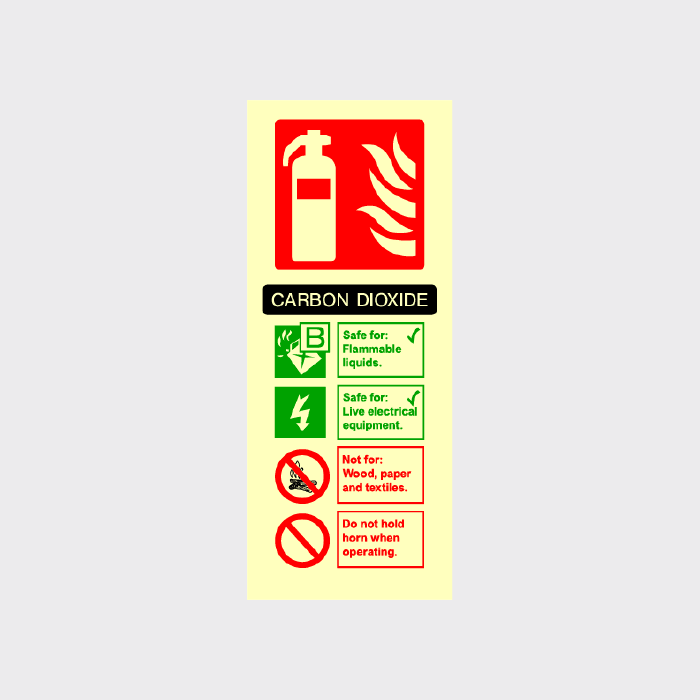 Glow in the carbon dioxide extinguisher Sign