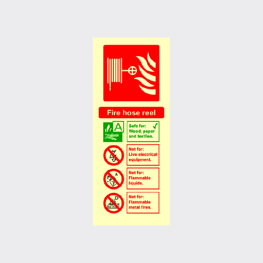 Glow in the dark fire hose reel Sign