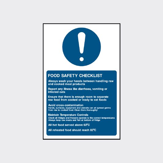 Food Safety Checklist Sign