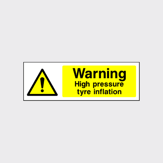 Warning - High pressure tyre inflation sign