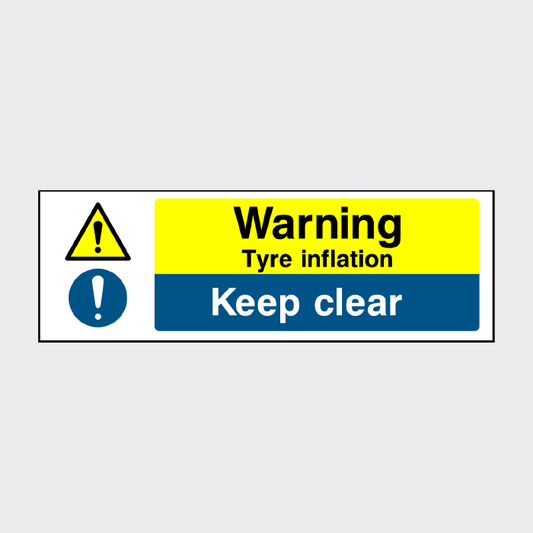 Warning - Tyre inflation - Keep clear sign