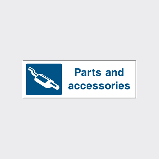 Parts and accessories sign 
