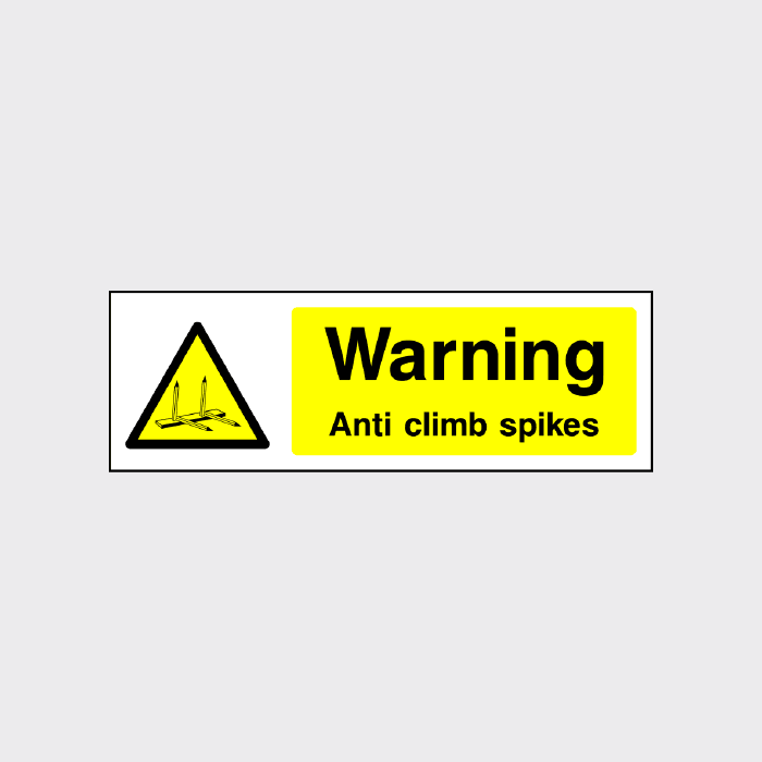 Warning - Anti climb spikes sign