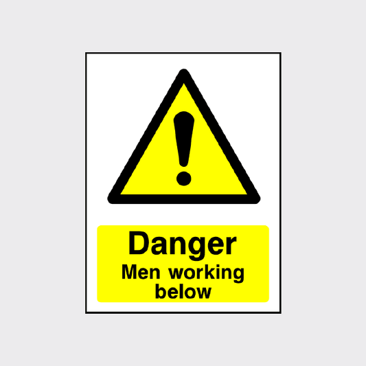 Danger - Men working below sign