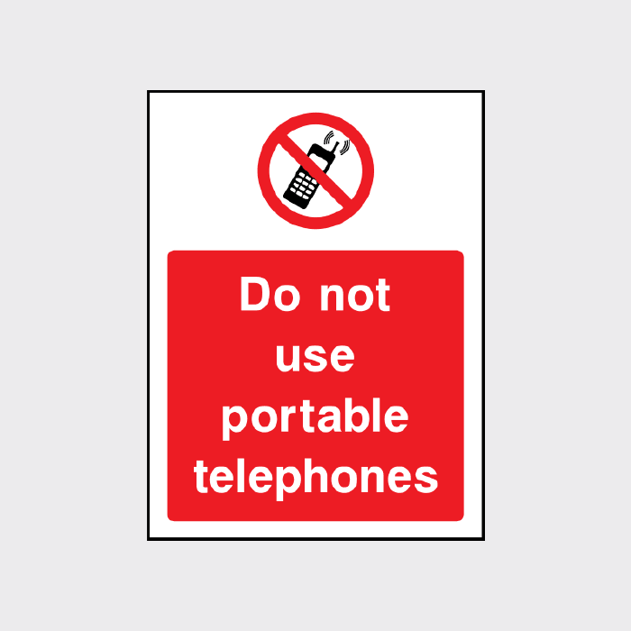 Do not use portable telephones sign