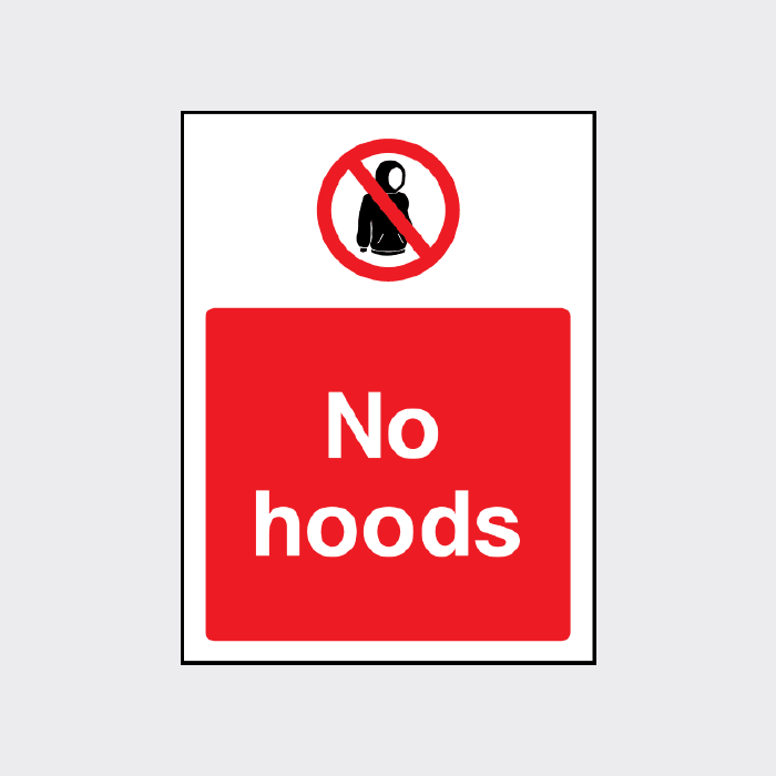 No hoods sign