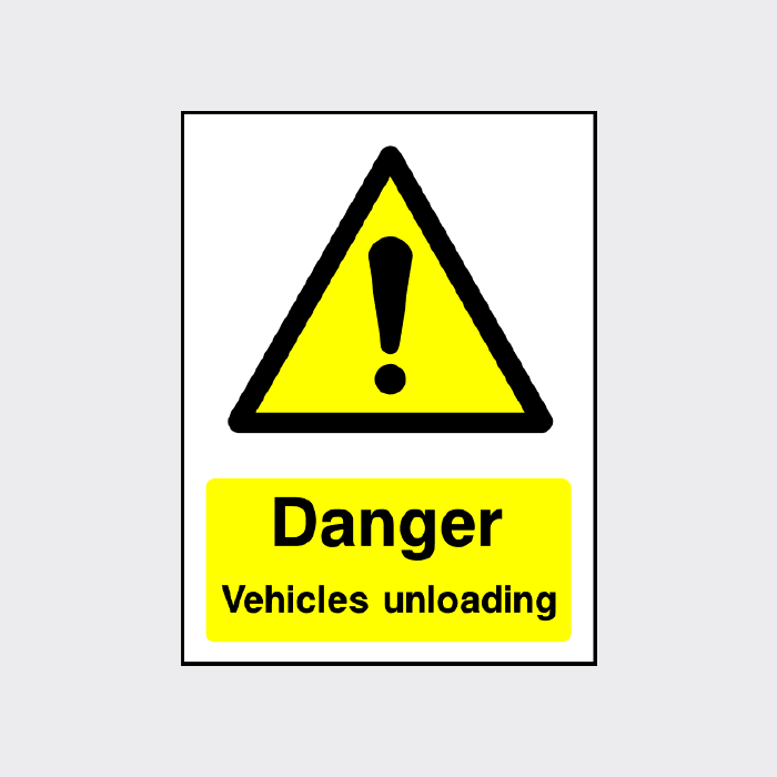 Danger - Vehicles unloading sign