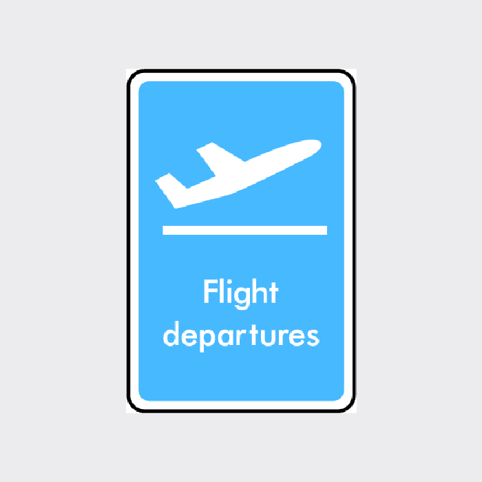 Flight departures sign