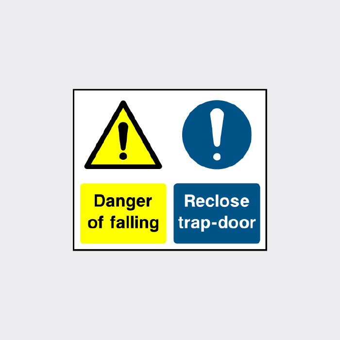 Danger of Falling Reclose trap door Sign