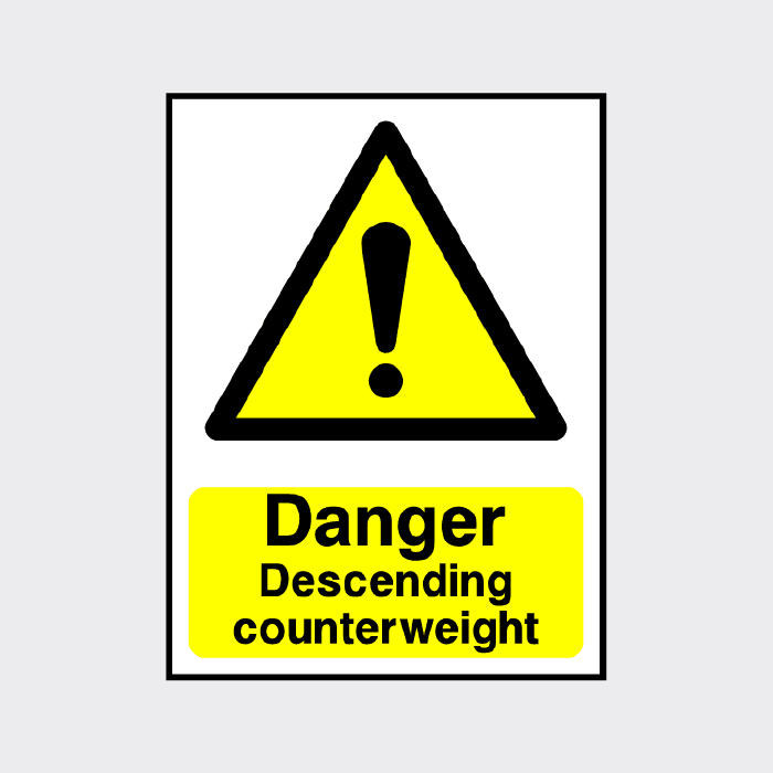 Danger Descending counterweight sign