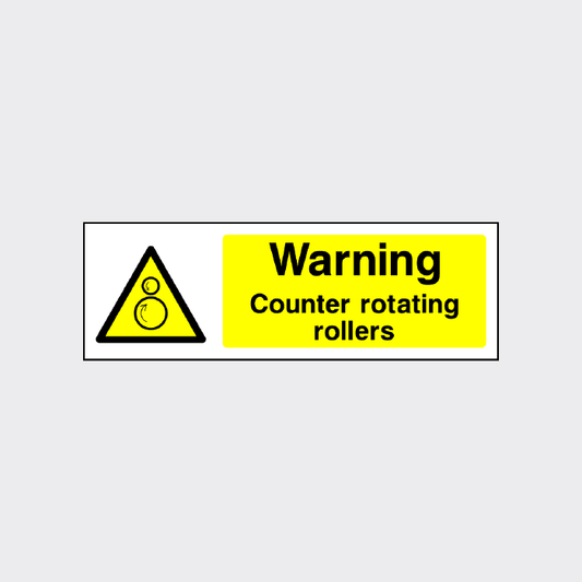 Warning Counter Rotating Rollers Sign - Landscape