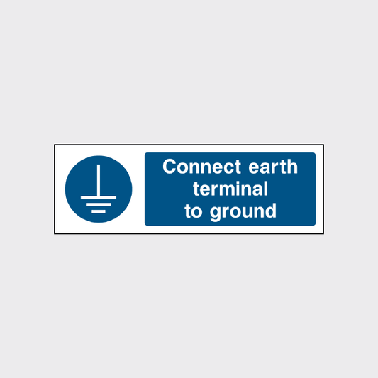 Connect earth terminal to ground sign