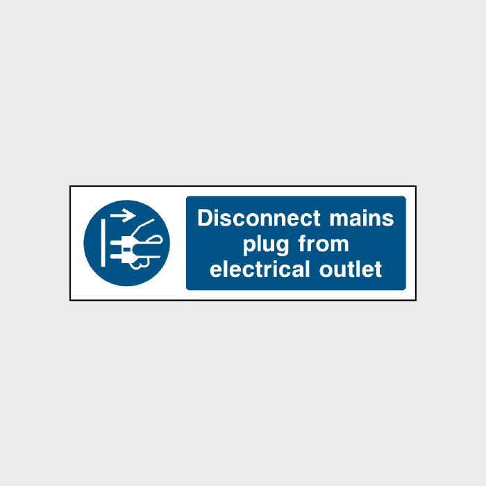 Disconnect mains plug from electrical outlet signs - MACH0018