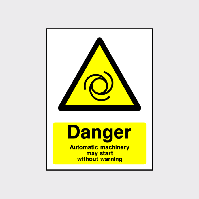 Danger - Automatic machinery may start without warning sign
