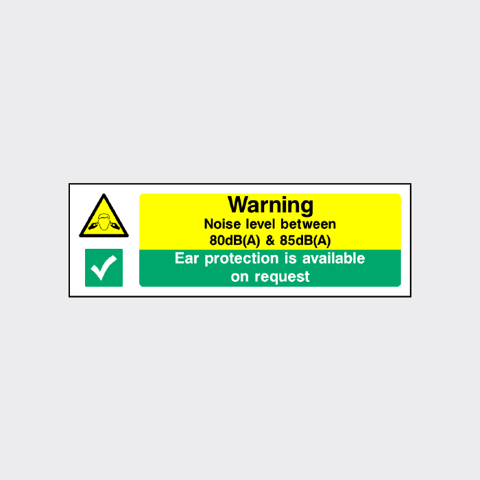 Warning Noise level between 80dB(A) and 85dB (A) Sign