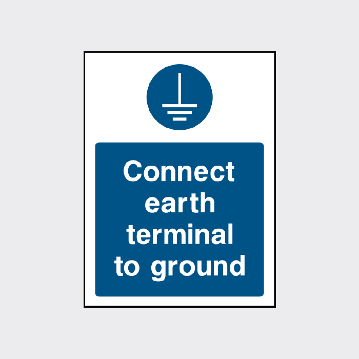 Connect earth terminal to ground sign