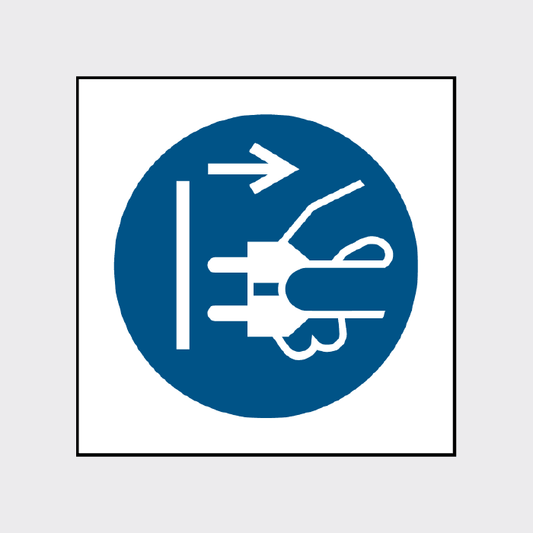 Disconnect mains plug from electrical outlet signs - MACH0058