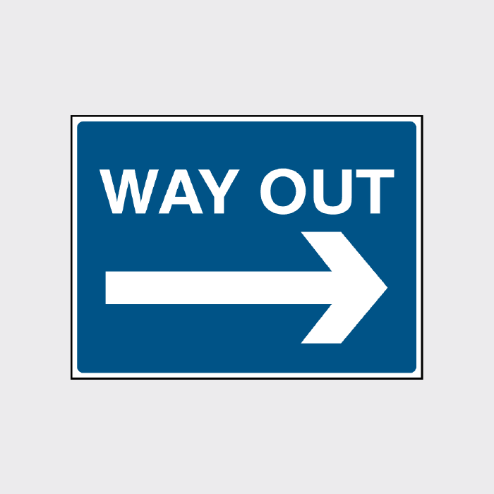 Way out right arrow sign