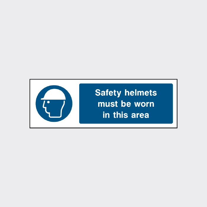 Safety helmets must be worn in this area sign