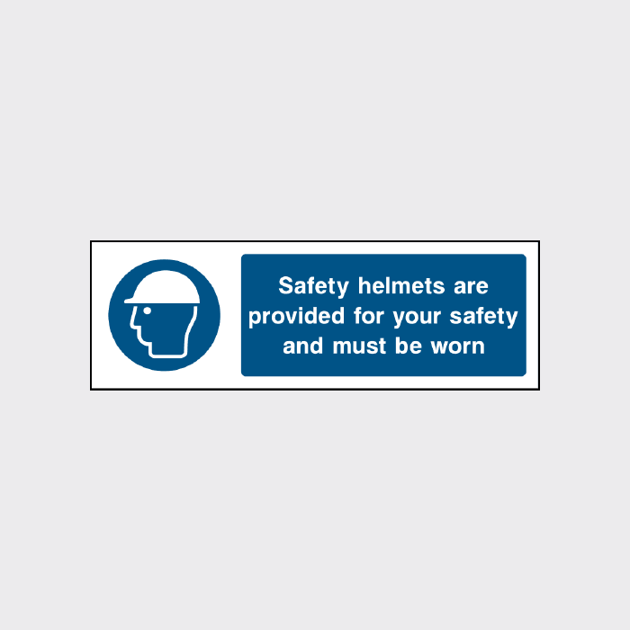 Safety helmets are provided for your safety and must be worn sign