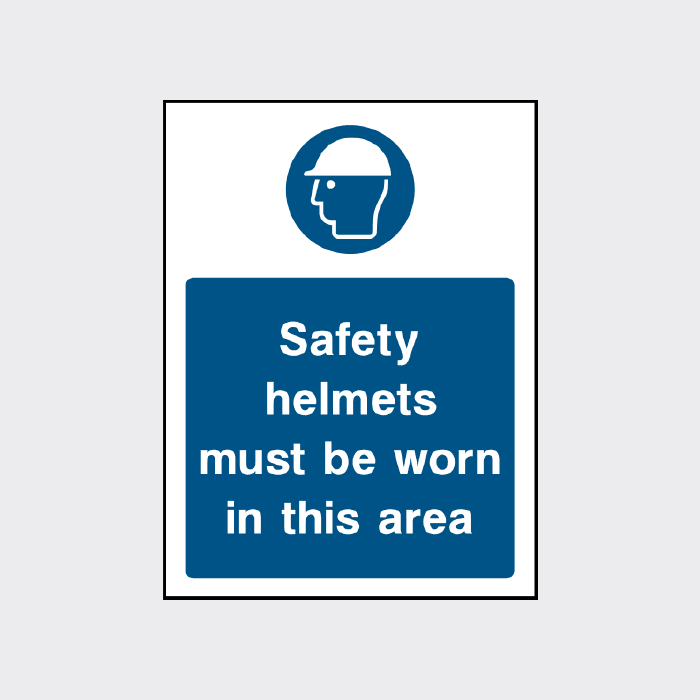 Safety helmets must be worn in this area sign