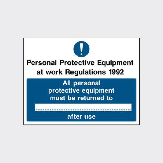 All Personal Protective Equipment Must Be Returned After Use Sign