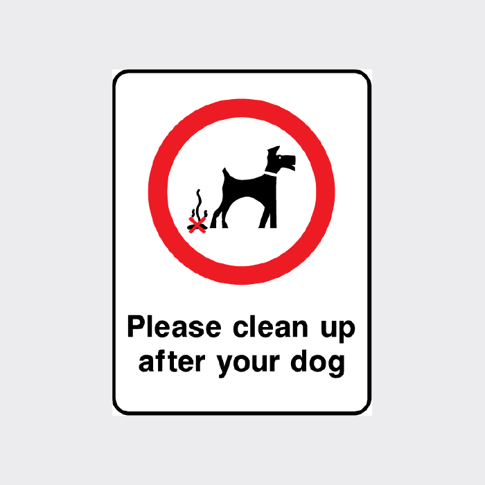 Please clean up after your dog sign